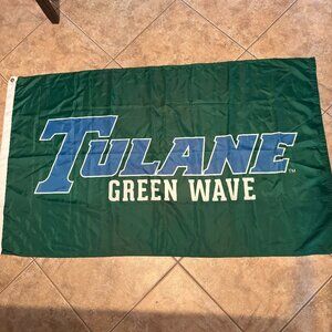 Vintage Tulane University Tulane Green Wave Logo Decorative Flag 59" x 35"
